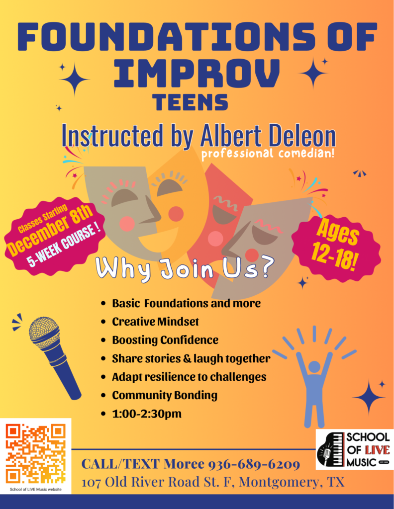 Teen Improv 5 week Course begins Dec. 8th